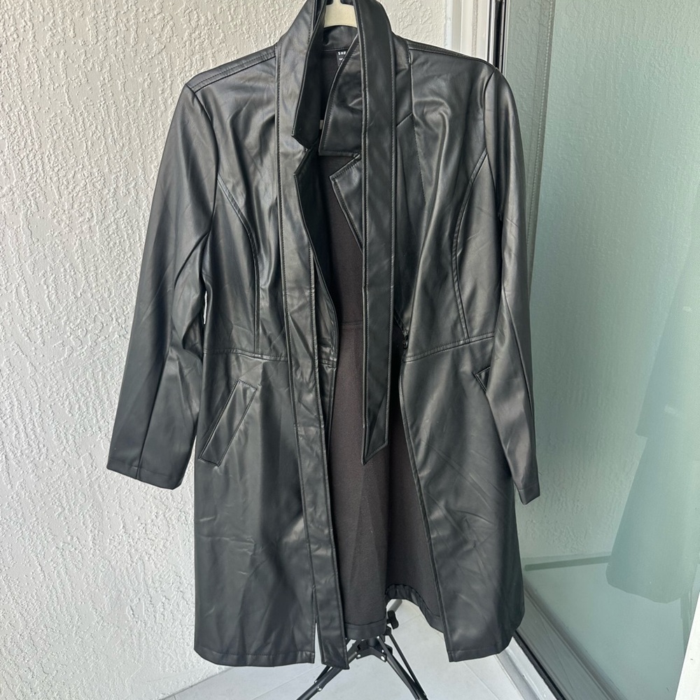 Black Leather Women's Coat